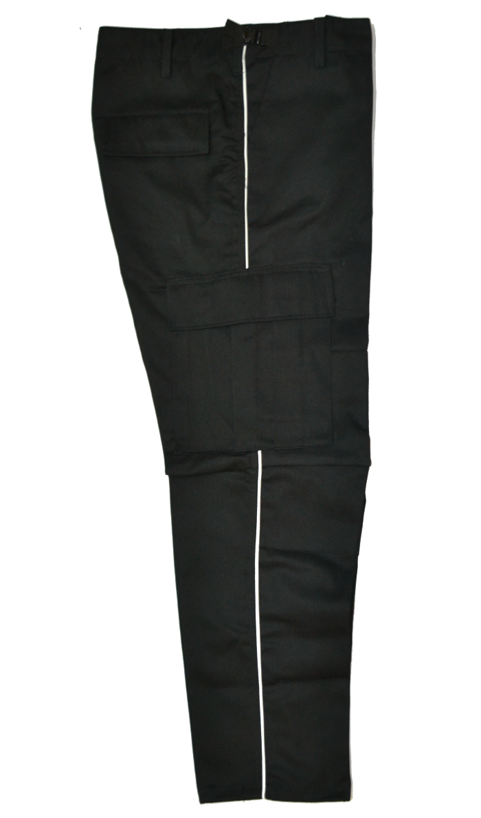 Pantalon comando negro con franja blanca