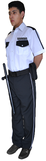 Uniforme de vestir pantalon negro con piola blanca manga corta
